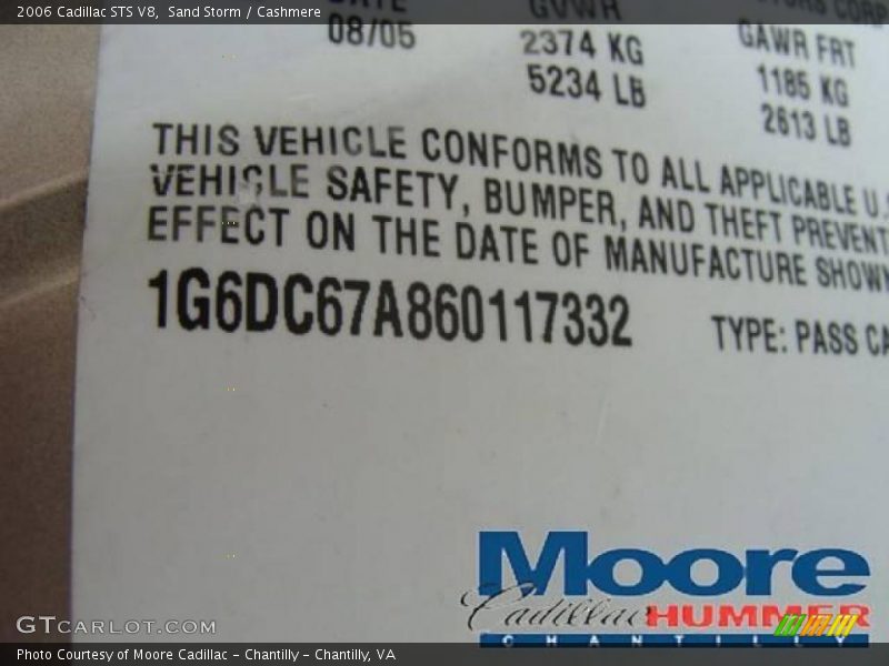 Sand Storm / Cashmere 2006 Cadillac STS V8
