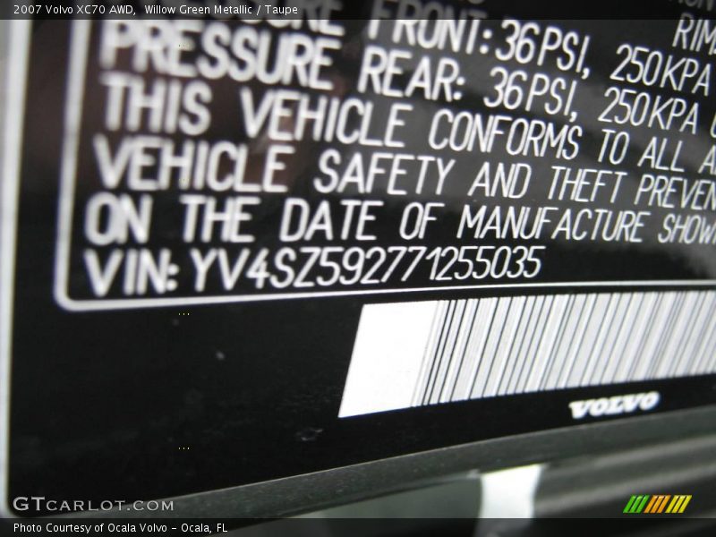 Willow Green Metallic / Taupe 2007 Volvo XC70 AWD