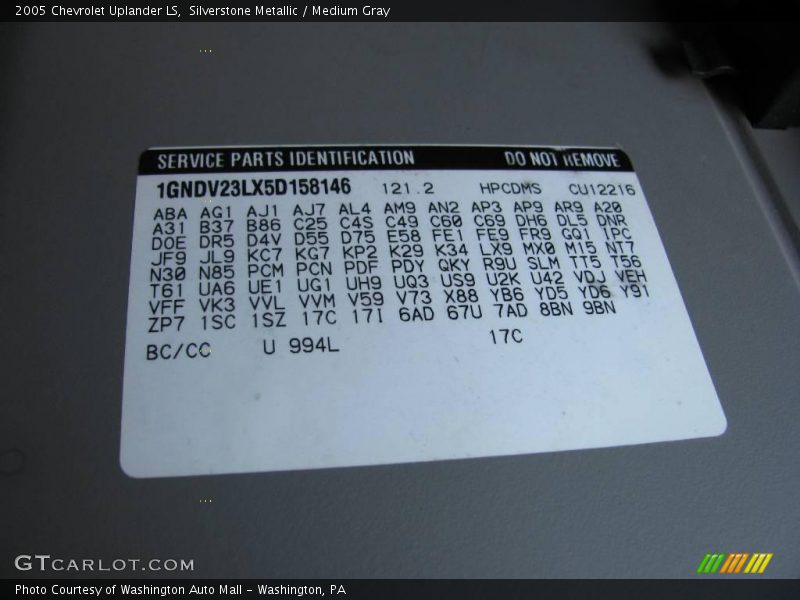 Silverstone Metallic / Medium Gray 2005 Chevrolet Uplander LS