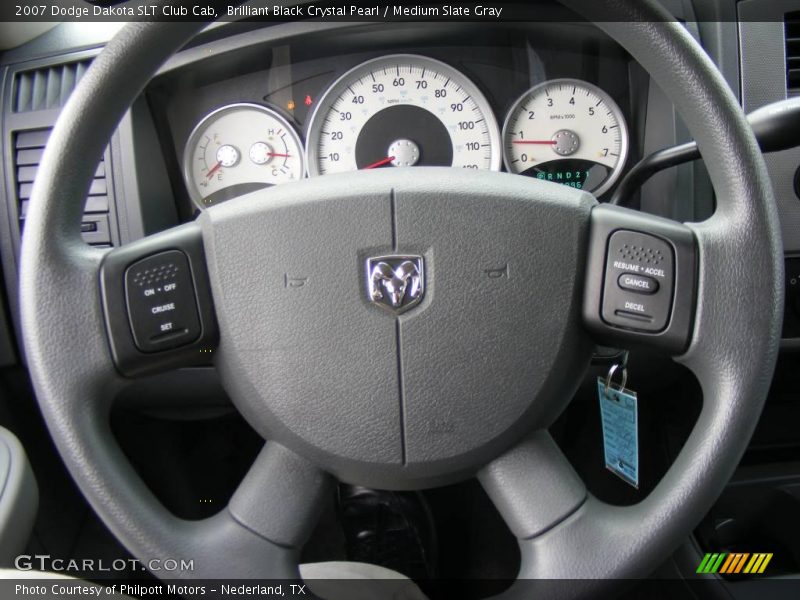 Brilliant Black Crystal Pearl / Medium Slate Gray 2007 Dodge Dakota SLT Club Cab