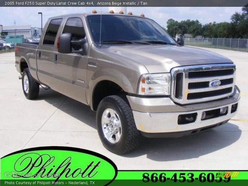 Arizona Beige Metallic / Tan 2005 Ford F250 Super Duty Lariat Crew Cab 4x4