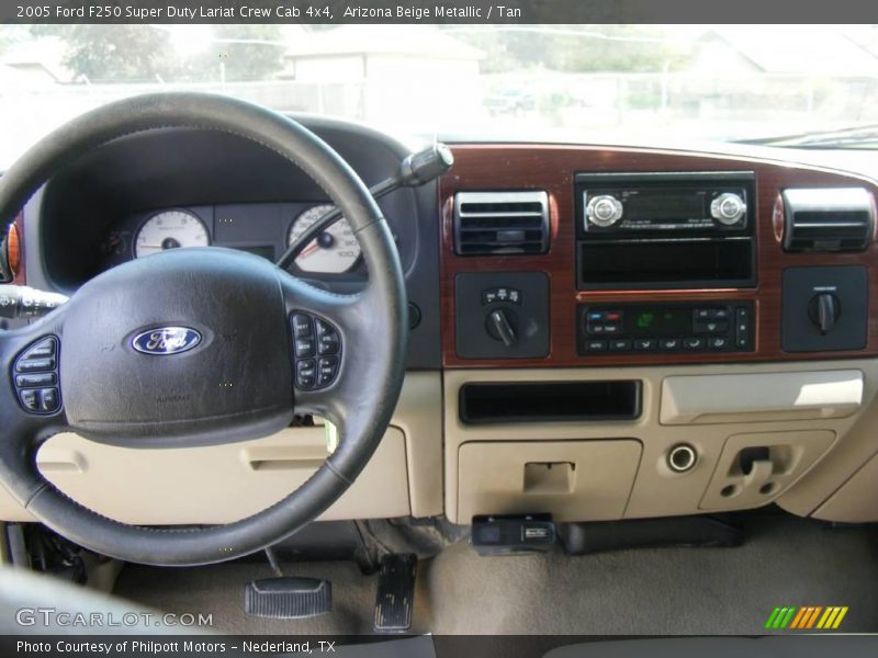 Arizona Beige Metallic / Tan 2005 Ford F250 Super Duty Lariat Crew Cab 4x4