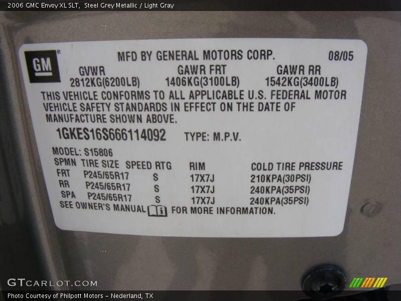 Steel Grey Metallic / Light Gray 2006 GMC Envoy XL SLT