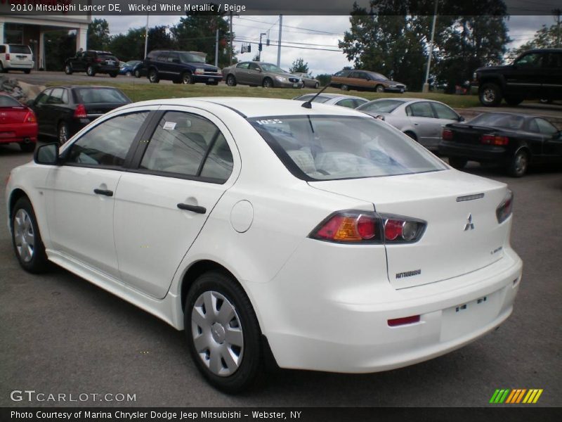 Wicked White Metallic / Beige 2010 Mitsubishi Lancer DE
