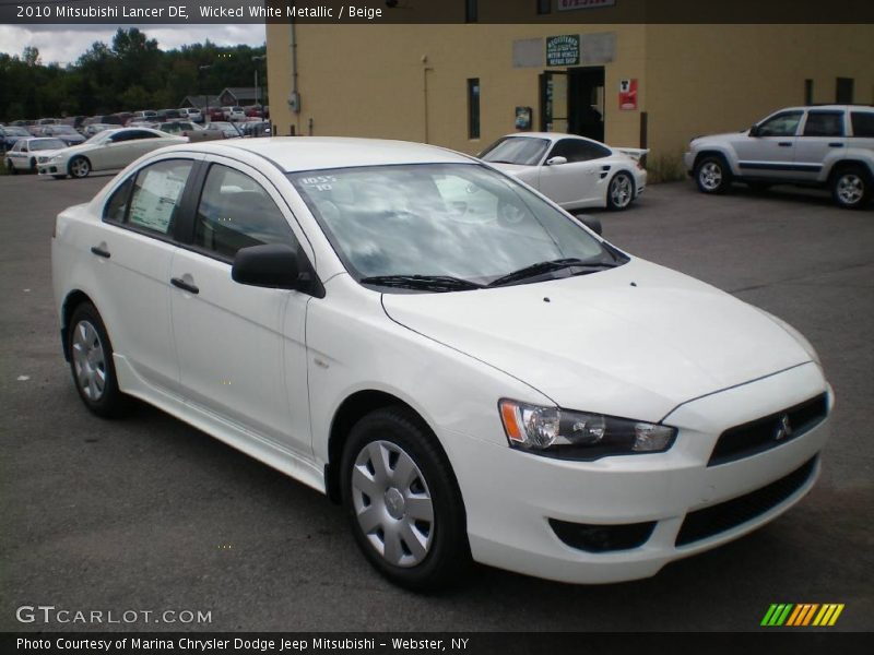 Wicked White Metallic / Beige 2010 Mitsubishi Lancer DE