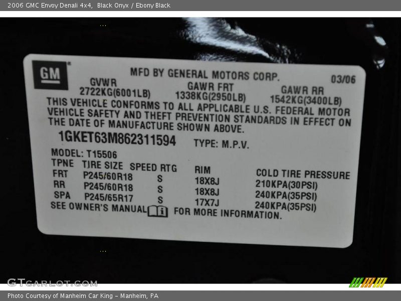 Black Onyx / Ebony Black 2006 GMC Envoy Denali 4x4