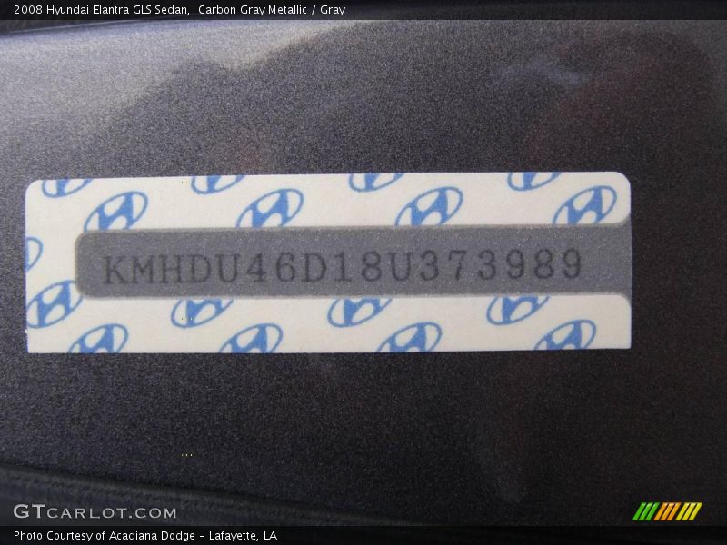 Carbon Gray Metallic / Gray 2008 Hyundai Elantra GLS Sedan