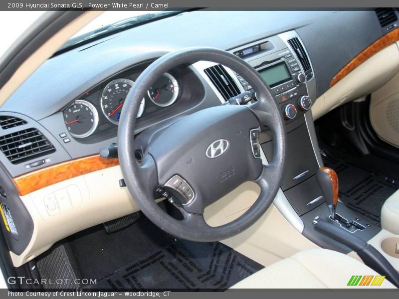 Powder White Pearl / Camel 2009 Hyundai Sonata GLS