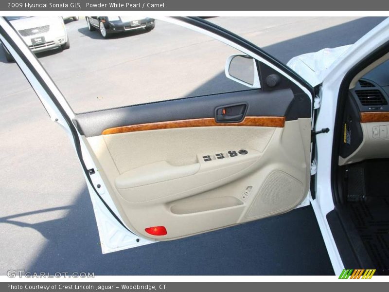 Powder White Pearl / Camel 2009 Hyundai Sonata GLS