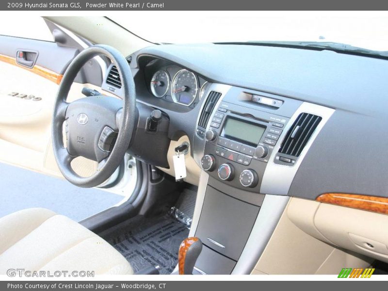 Powder White Pearl / Camel 2009 Hyundai Sonata GLS