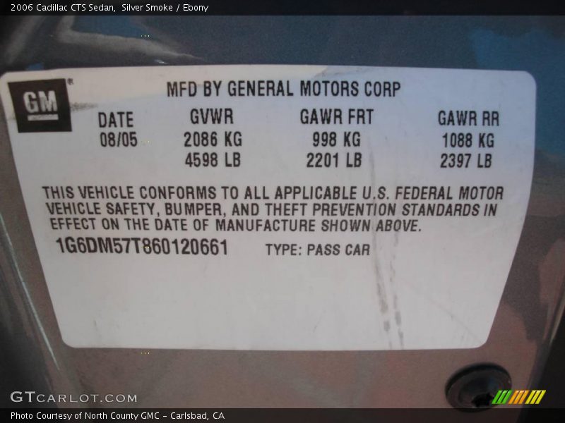 Silver Smoke / Ebony 2006 Cadillac CTS Sedan