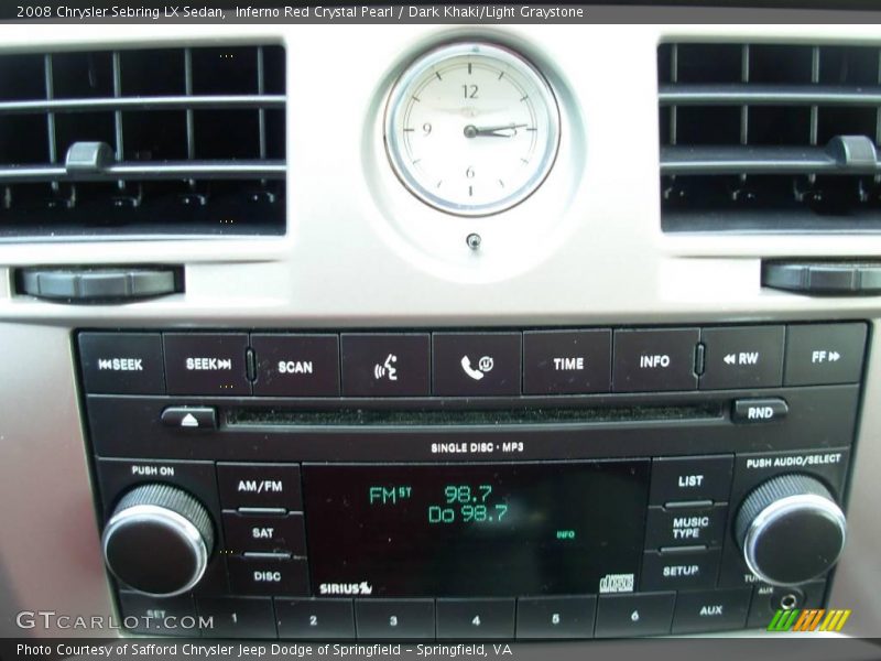 Inferno Red Crystal Pearl / Dark Khaki/Light Graystone 2008 Chrysler Sebring LX Sedan