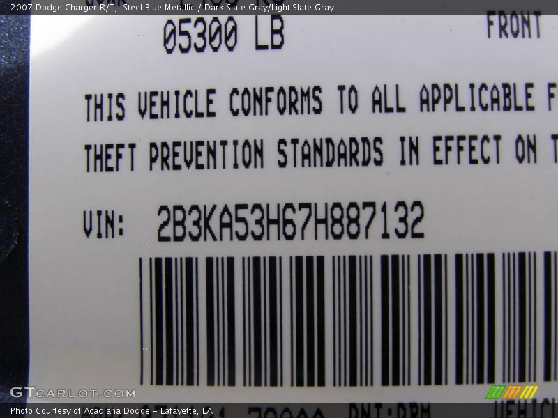 Steel Blue Metallic / Dark Slate Gray/Light Slate Gray 2007 Dodge Charger R/T