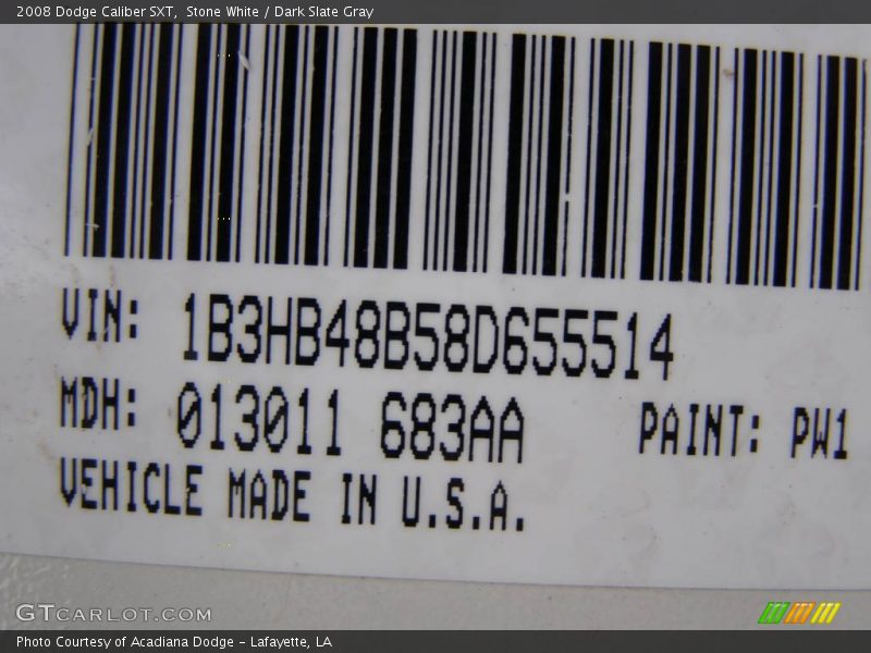 Stone White / Dark Slate Gray 2008 Dodge Caliber SXT