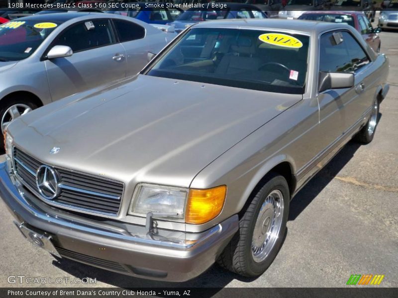 Smoke Silver Metallic / Beige 1988 Mercedes-Benz S Class 560 SEC Coupe