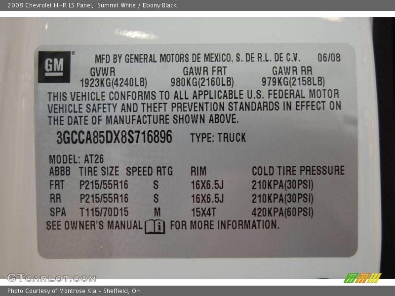 Summit White / Ebony Black 2008 Chevrolet HHR LS Panel