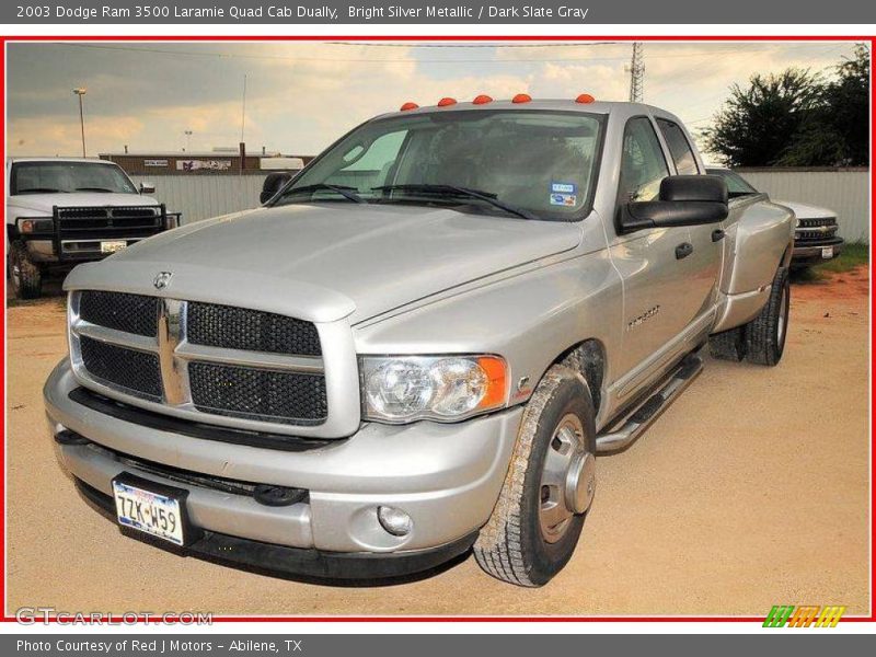 Bright Silver Metallic / Dark Slate Gray 2003 Dodge Ram 3500 Laramie Quad Cab Dually