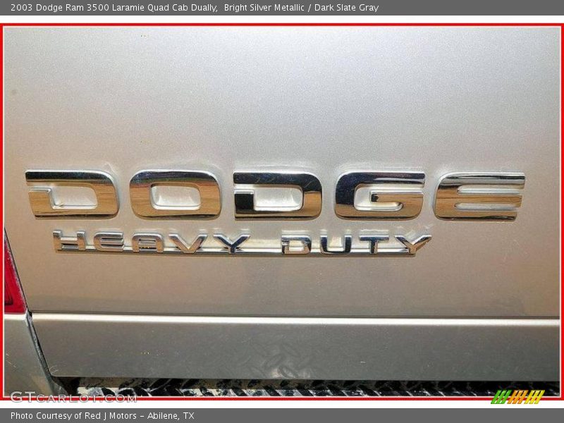 Bright Silver Metallic / Dark Slate Gray 2003 Dodge Ram 3500 Laramie Quad Cab Dually