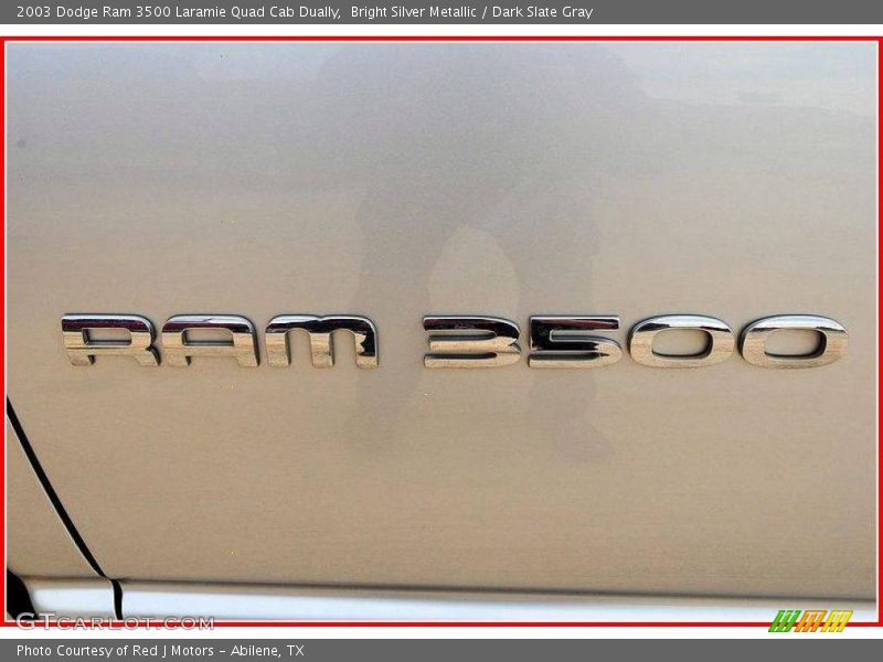 Bright Silver Metallic / Dark Slate Gray 2003 Dodge Ram 3500 Laramie Quad Cab Dually