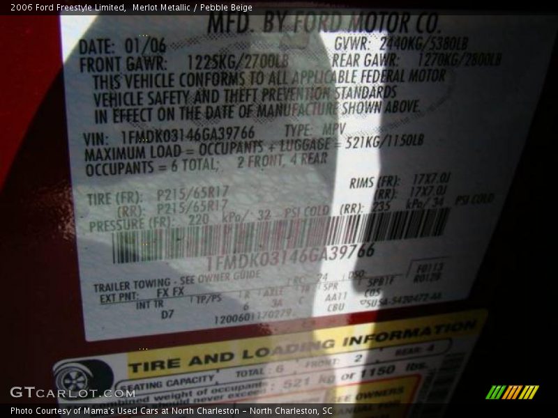 Merlot Metallic / Pebble Beige 2006 Ford Freestyle Limited