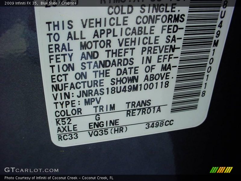 Blue Slate / Graphite 2009 Infiniti FX 35