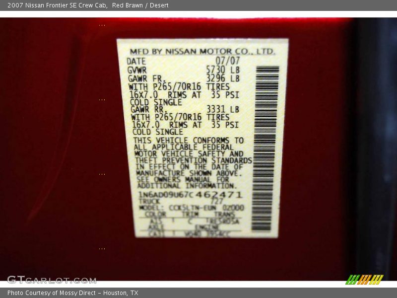 Red Brawn / Desert 2007 Nissan Frontier SE Crew Cab