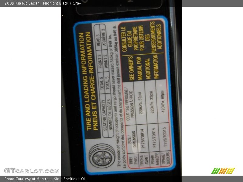 Midnight Black / Gray 2009 Kia Rio Sedan