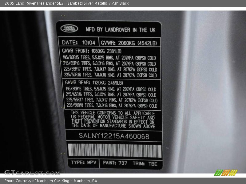 Zambezi Silver Metallic / Ash Black 2005 Land Rover Freelander SE3