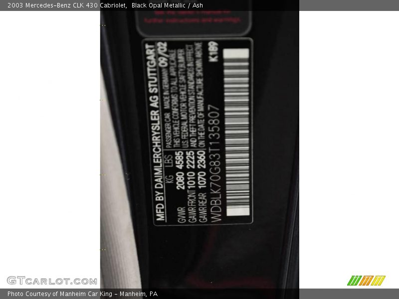 Black Opal Metallic / Ash 2003 Mercedes-Benz CLK 430 Cabriolet