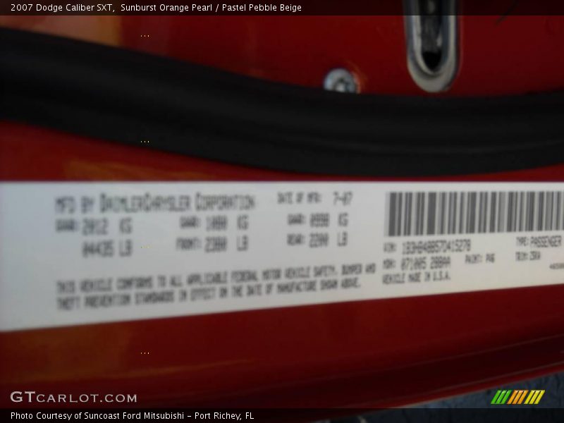 Sunburst Orange Pearl / Pastel Pebble Beige 2007 Dodge Caliber SXT
