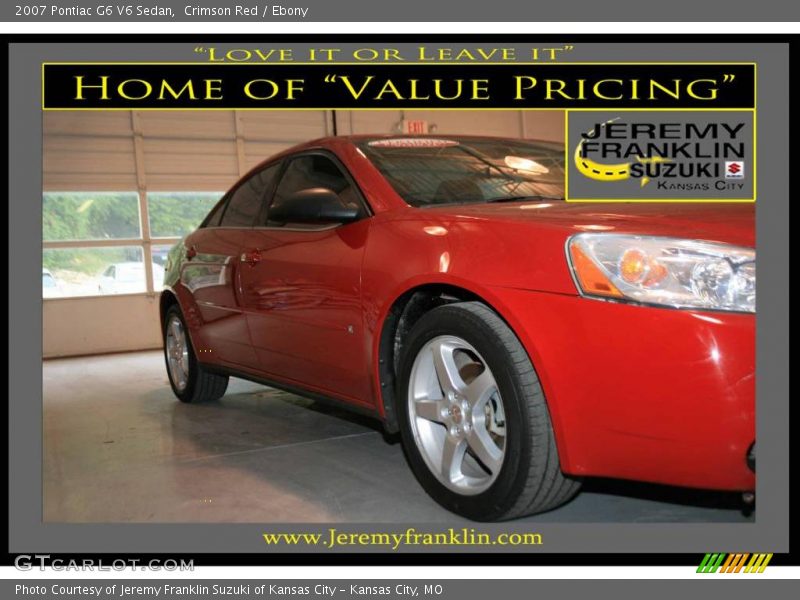 Crimson Red / Ebony 2007 Pontiac G6 V6 Sedan