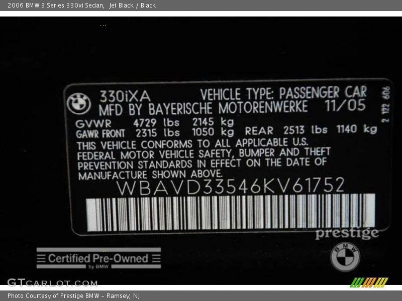 Jet Black / Black 2006 BMW 3 Series 330xi Sedan