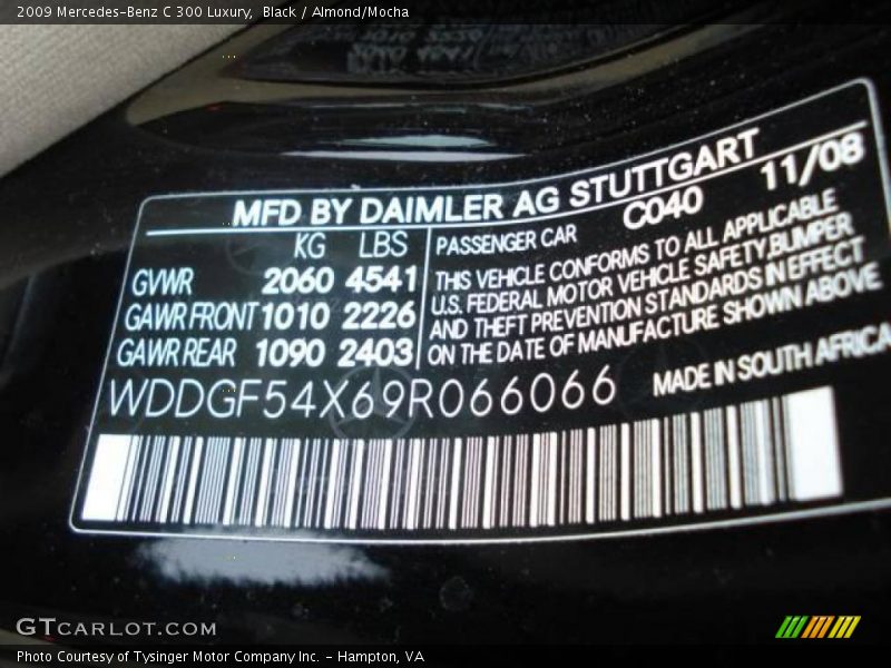 Black / Almond/Mocha 2009 Mercedes-Benz C 300 Luxury