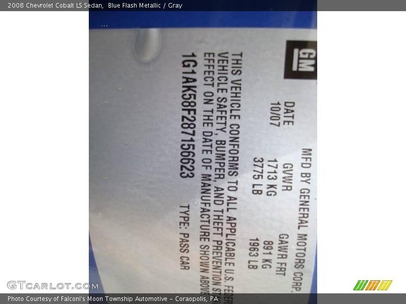 Blue Flash Metallic / Gray 2008 Chevrolet Cobalt LS Sedan