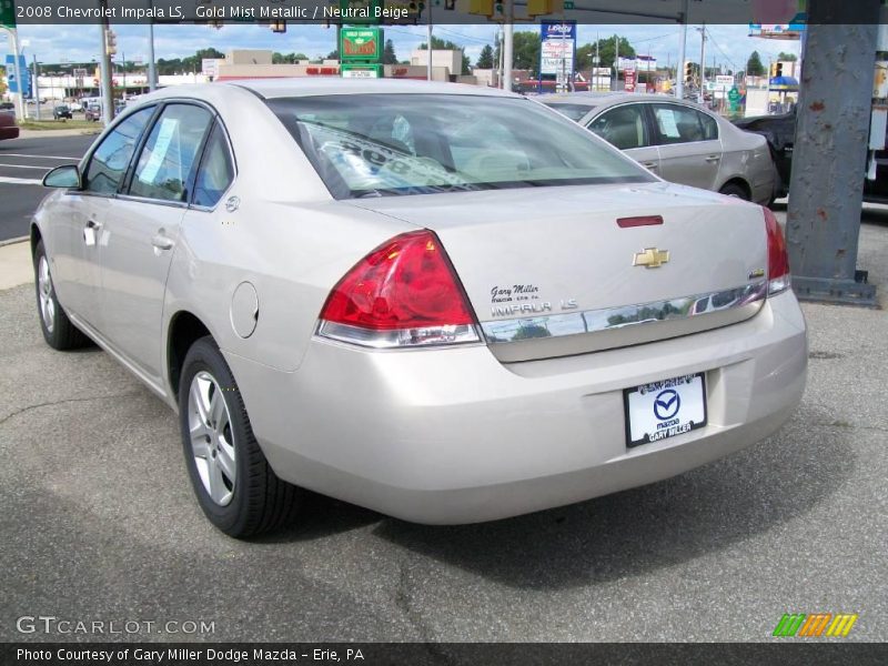 Gold Mist Metallic / Neutral Beige 2008 Chevrolet Impala LS