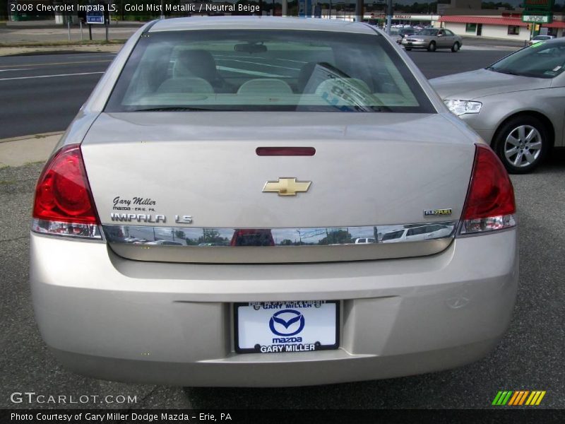 Gold Mist Metallic / Neutral Beige 2008 Chevrolet Impala LS