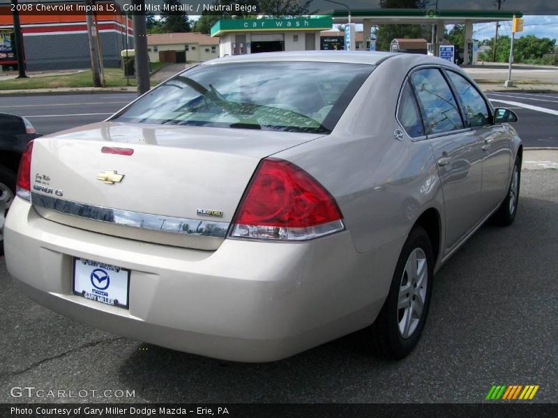 Gold Mist Metallic / Neutral Beige 2008 Chevrolet Impala LS