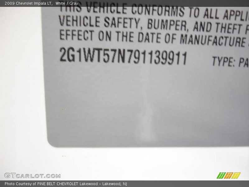White / Gray 2009 Chevrolet Impala LT