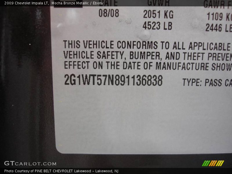 Mocha Bronze Metallic / Ebony 2009 Chevrolet Impala LT
