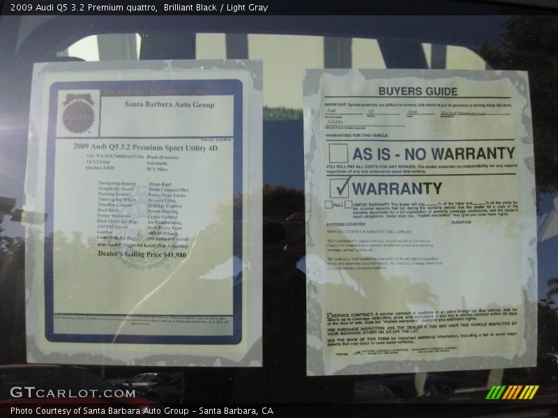 Brilliant Black / Light Gray 2009 Audi Q5 3.2 Premium quattro