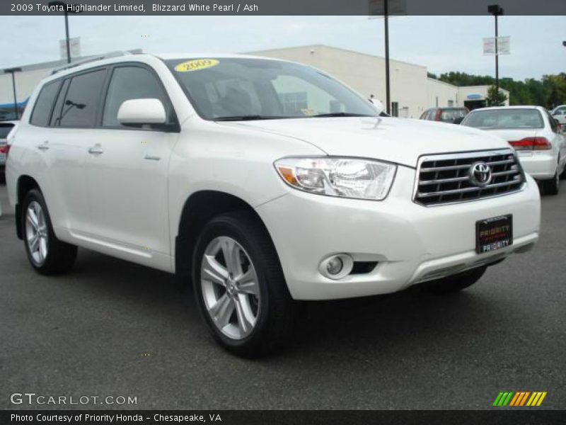 Blizzard White Pearl / Ash 2009 Toyota Highlander Limited