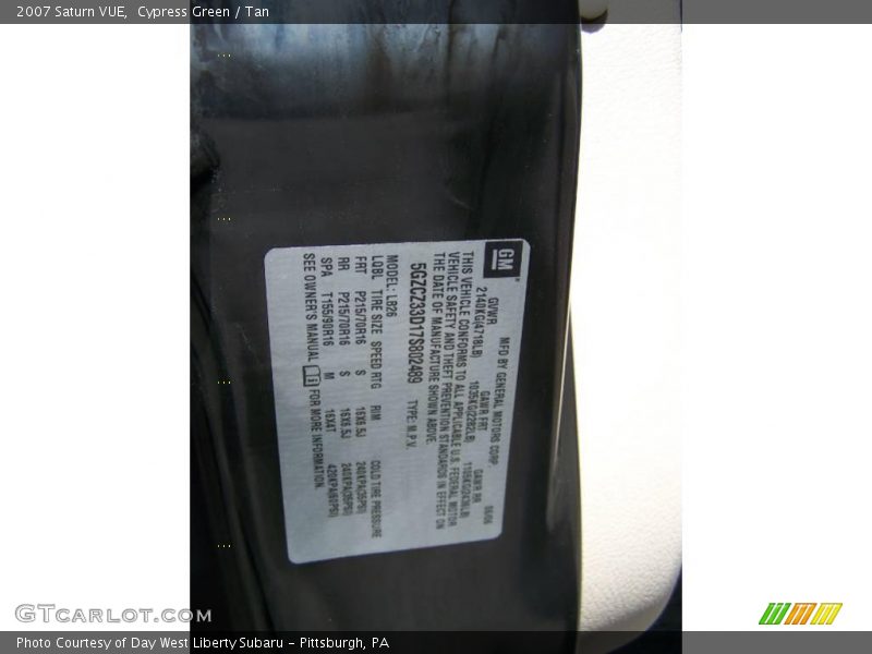 Cypress Green / Tan 2007 Saturn VUE