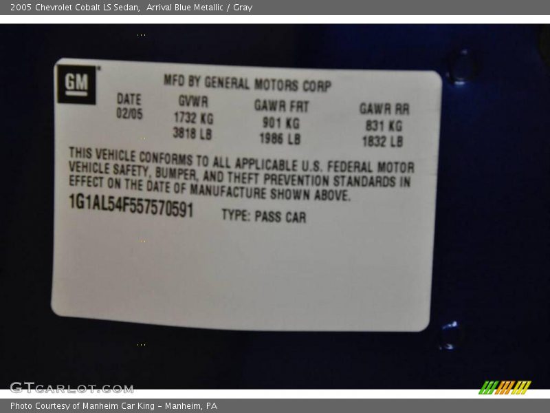 Arrival Blue Metallic / Gray 2005 Chevrolet Cobalt LS Sedan