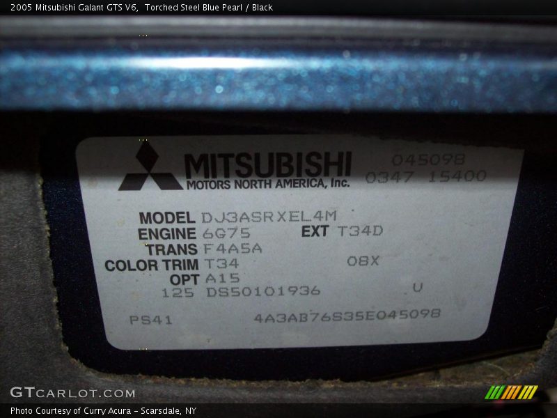 Torched Steel Blue Pearl / Black 2005 Mitsubishi Galant GTS V6