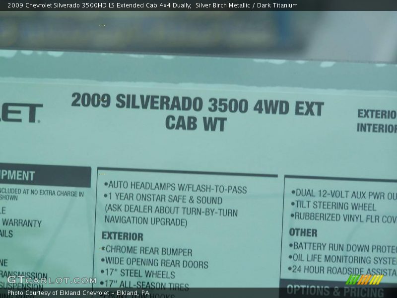 Silver Birch Metallic / Dark Titanium 2009 Chevrolet Silverado 3500HD LS Extended Cab 4x4 Dually