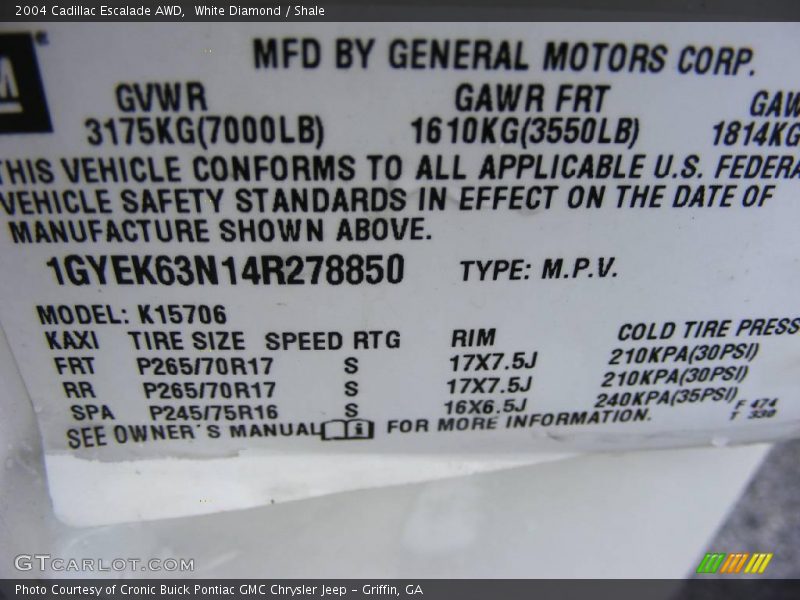 White Diamond / Shale 2004 Cadillac Escalade AWD