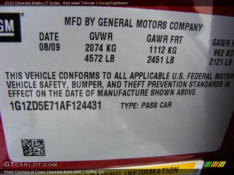 Red Jewel Tintcoat / Cocoa/Cashmere 2010 Chevrolet Malibu LT Sedan