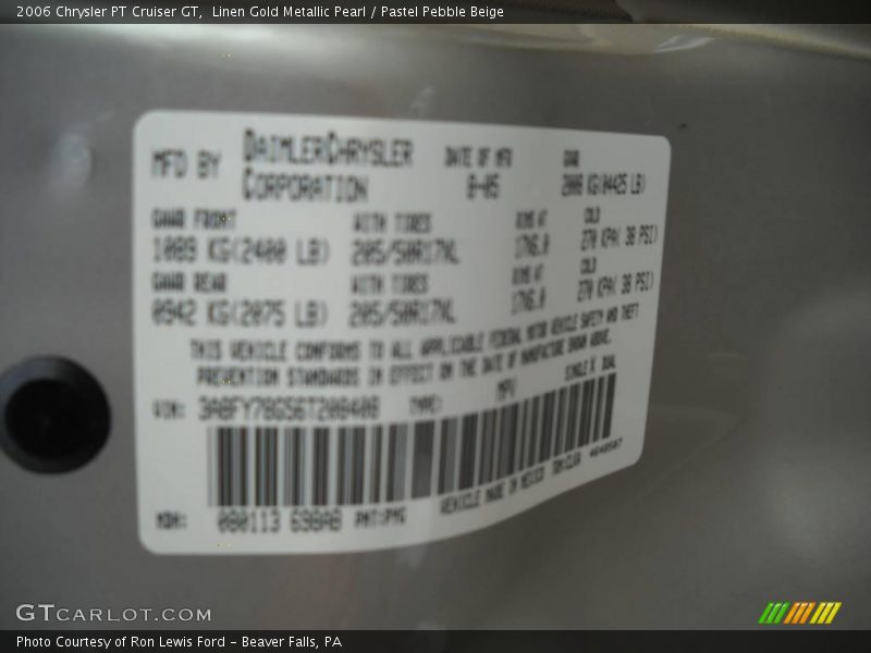 Linen Gold Metallic Pearl / Pastel Pebble Beige 2006 Chrysler PT Cruiser GT