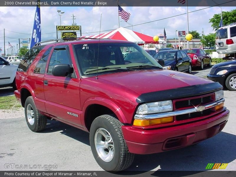 Dark Cherry Red Metallic / Beige 2000 Chevrolet Blazer LS
