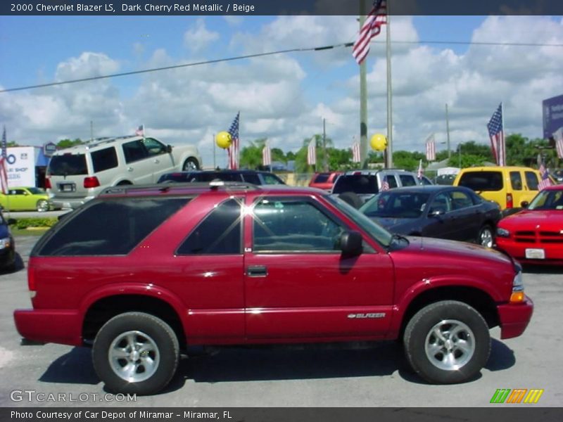 Dark Cherry Red Metallic / Beige 2000 Chevrolet Blazer LS